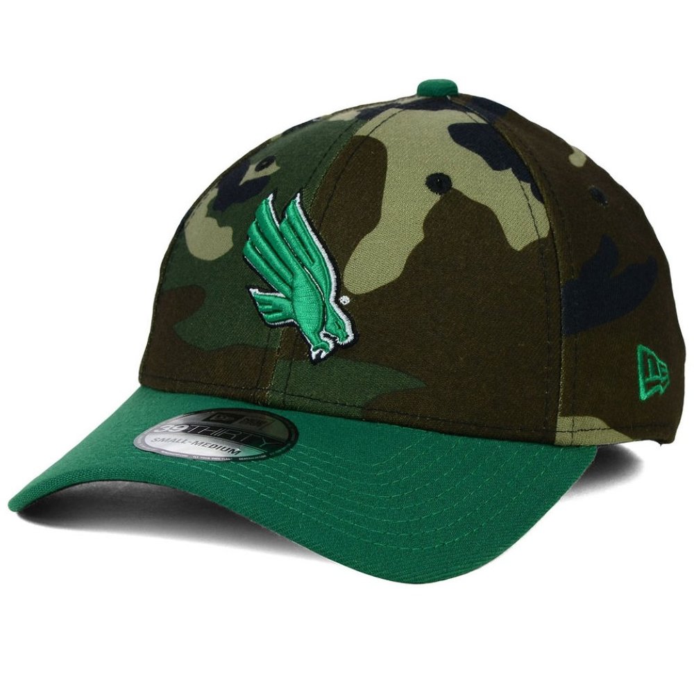 NWT New Era UNT North Texas Mean Green Camo Stretch Flex Hat